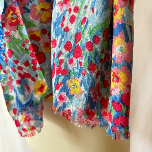 J MCLAUGHLIN SCARF 100% WOOL FLORAL LIGHTWEIGHT VERSATILE BOHO GARDEN - Picture 5 of 9